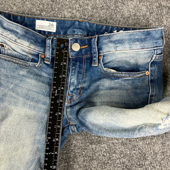 Gap Always Skinny Jeans Womens 24R Blue Distressed Stretch Casual High Rise - Picture 4 of 10